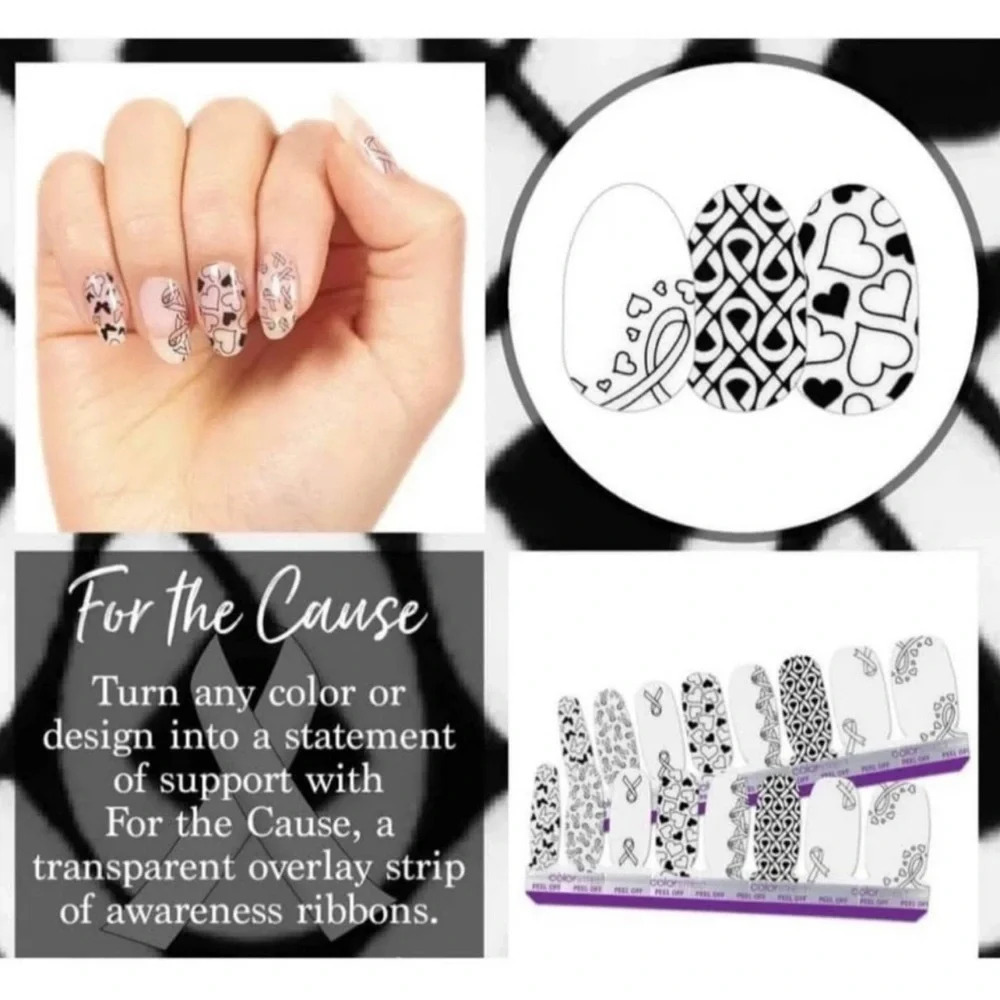 Color Street For The Cause Clear Overlay Hearts Awareness Ribbons Nail Set New